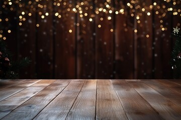 wooden backdrop room with christmas tree and snowflakes