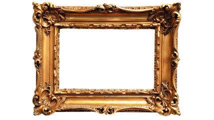 antique gold frame isolated on white - obrazy, fototapety, plakaty