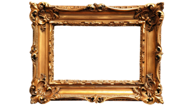 antique gold frame isolated on white