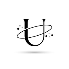 Letter U Vector Logo On Which An Abstract Image Of A Planet