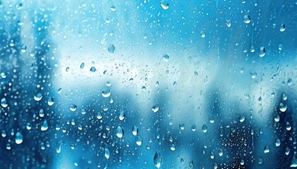 Textura de vidro de janela com água da chuva. Temperatura fria.