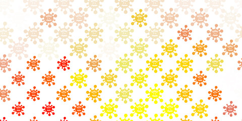 Light Orange vector pattern with coronavirus elements.