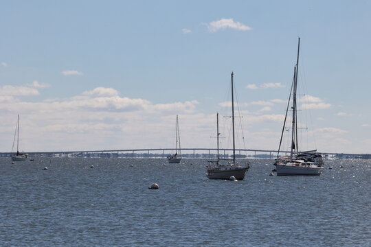 Sailboat with bridge in back picture