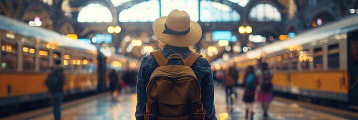 Back View of a Woman Ready for a Journey