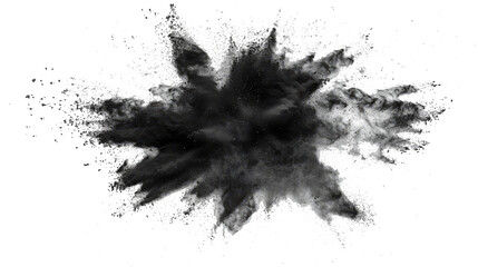 black paint color powder festival explosion burst isolated white background. 