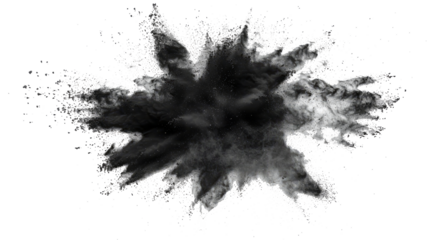 black paint color powder festival explosion burst isolated white background.	