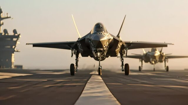 These Two F-35B Vertical Taking-off. Generative AI
