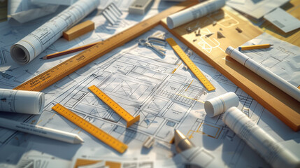 Architectural Blueprint and Design Sketches