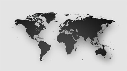 Minimalistic World Map Silhouette for Global Concepts