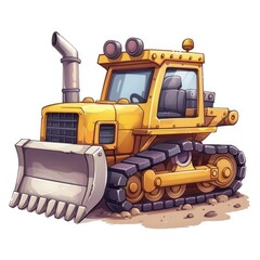 Colorful Cartoon Bulldozer