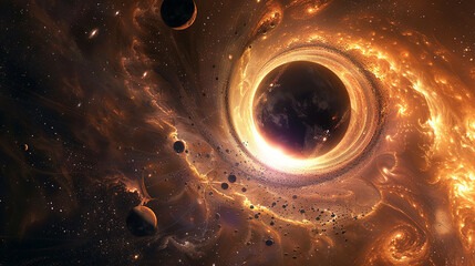 buraco negro sugando planetas - obrazy, fototapety, plakaty