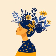 A woman is wearing a flower in her hair