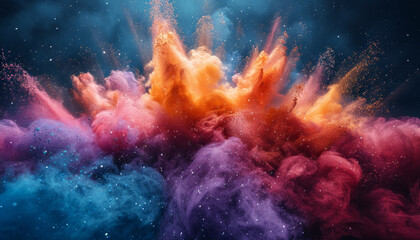 Fototapeta na wymiar Abstract colorful powder splash background. Colorful powder explosion on solid color background,generative ai