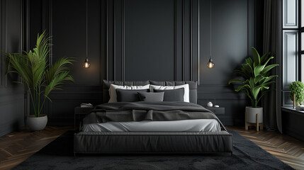 Modern Minimalist Bedroom Scene with Neutral Color Palette