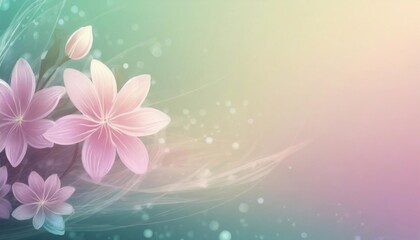 Illustration with copy space pink gradient color with flowers.