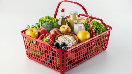 Fototapeta na wymiar Shopping Basket Filled with Fresh Groceries