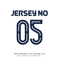 Jersey number, basketball team name, printable text effect, editable vector 5 jersey number	