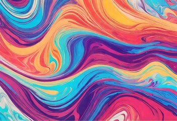 Abstract marbled acrylic paint ink painted waves painting texture colorful background banner - Bold colors, rainbow color swirls wave Generative AI 