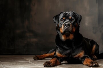 Fototapeta premium An elegant Rottweiler striking a pose,