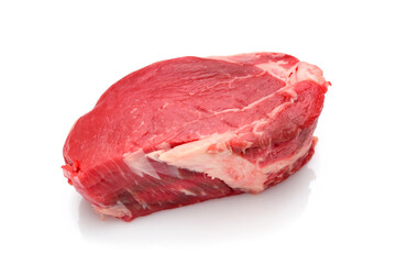 Close-Up 4K Ultra HD Image of Raw Ribeye Steak with Herbs on white background - Stock Photography
