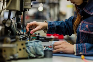 Technological Craftsmanship: Close-Up of Woman Engineering