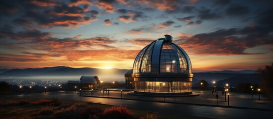 Panoramic view of the observatory of the planetarium. - obrazy, fototapety, plakaty