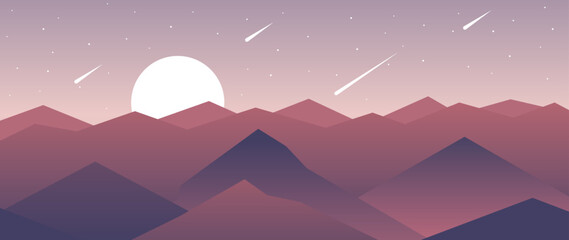 Vector illustration. In a flat style. A beautiful gradient landscape. Modern style. Suitable for banner, screensaver, business card, postcards, posters.