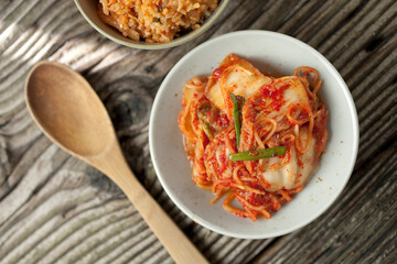 Close-Up 4K Ultra HD Image of Freshly Made Kimchi with Napa Cabbage - Stock Photography