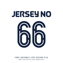 Jersey number, basketball team name, printable text effect, editable vector 66 jersey number	