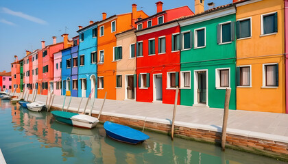 Fototapeta na wymiar View of the colorful venetian houses at the islands of burano in venice