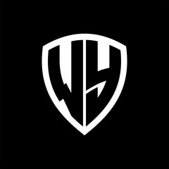 WY monogram logo with bold letters shield shape with black and white color design