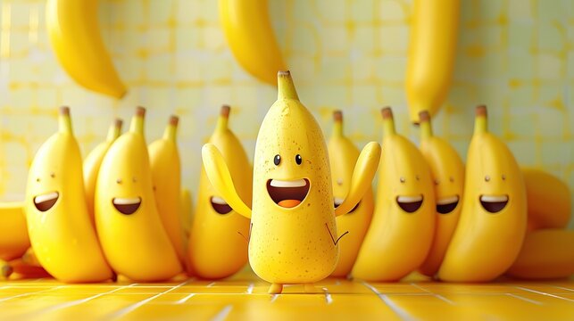 3d rendering a character cute cartoon yellow banana.