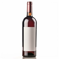 Elegant Red Wine Bottle with Blank Label on White Background