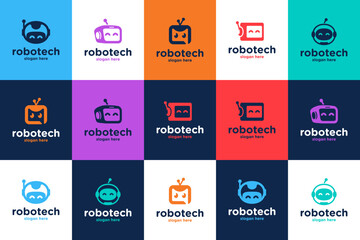 Fototapeta na wymiar collection of smart technology , robotic, future tech , logo design template.