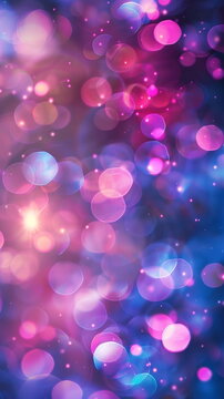 Blurred bokeh light on dark background. Christmas and New Year holidays template. Abstract glitter defocused blinking stars and sparks, sparkling banner for digital presentations with blurred glitter