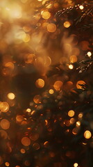Abstract soft focus sunset nature landscape of flowers and leaves, warm golden hour sunrise time....