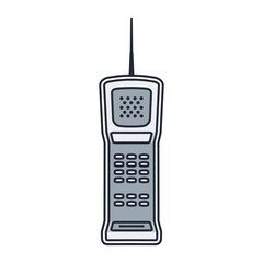 Illustration of a classic telephone with a wired receiver and keypad