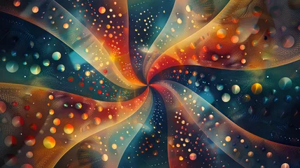 Schilderijen op glas pop art style fractal stars scape made out from geometric pattern, vintage polka dots. high resolution © Pter