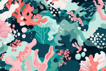 Cercles muraux Vie marine Artistic depiction of a vibrant coral reef, perfect for marine life conservation and nature themes