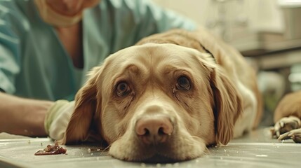 Compassionate Care: A Veterinarian Treating an Injured Dog