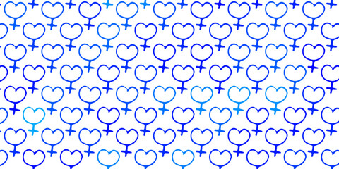 Light BLUE vector pattern with feminism elements.