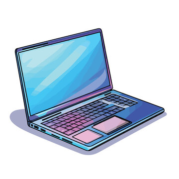 technology laptop cartoon flat vector illustration