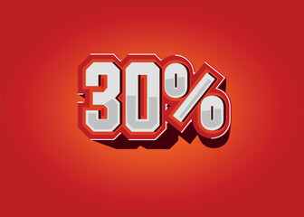 30%, percentage icon in vector, discount and promotion, red and orange.