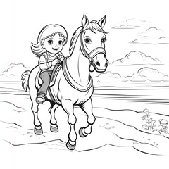 Pferd Zeichnung in Schwarz Weiß zum ausmalen