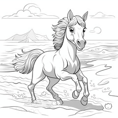 Obraz na płótnie Canvas Pferd Zeichnung in Schwarz Weiß zum ausmalen
