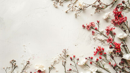 Subtle spring florals resting softly on a background of pure white. A great fit for banners symbolizing purity and renewal