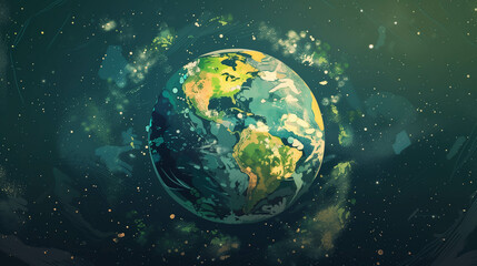 Obraz na płótnie Canvas Eco-Paradise: An enchanting Earth illustration, perfect for sustainability banners.