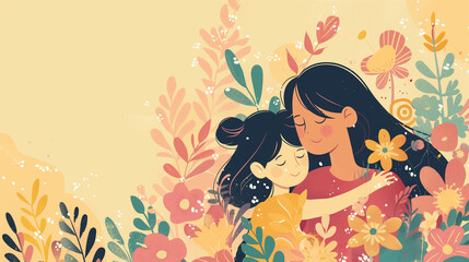 Captivating Mother's Day illustration capturing love and gratitude. Versatile for banners, flyers, and promotional materials.