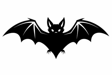 black silhouette of bat on white background 