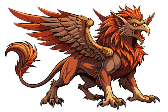 Griffin is scary formidable  and elegant high detail vector illustration